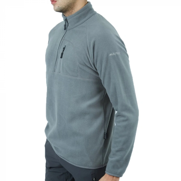 Uyguna-Yakala Polar Sweet Fermuarlı Erkek Gri -KAB.721