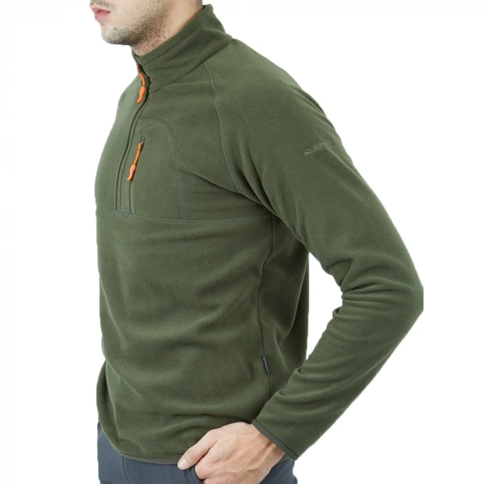 Uyguna-Yakala Polar Sweet Fermuarlı Erkek Haki -KAB.720