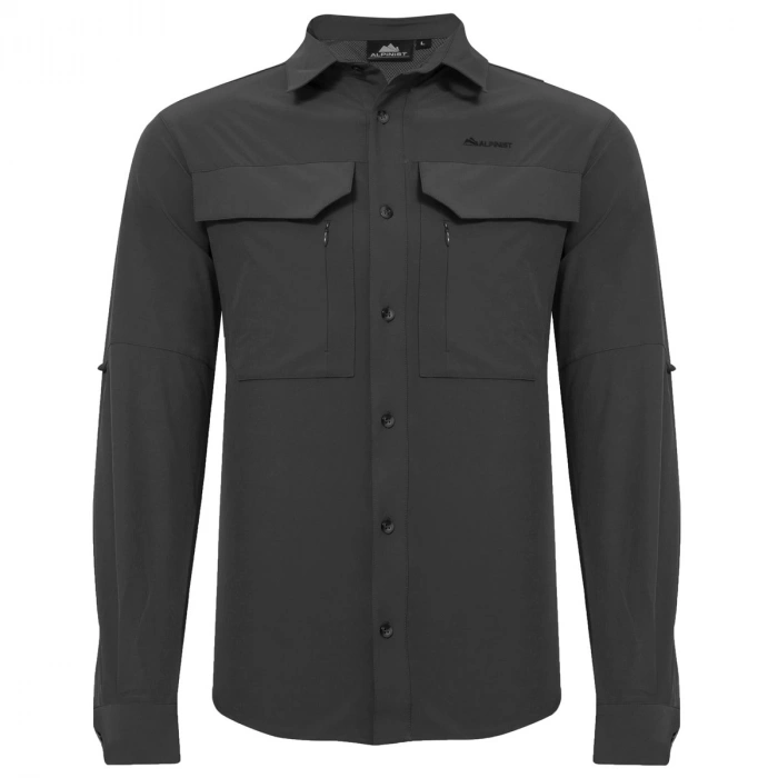 Uyguna-Yakala Alpinist Natriks Uzun Kollu Erkek Gömlek Antrasit (600702)