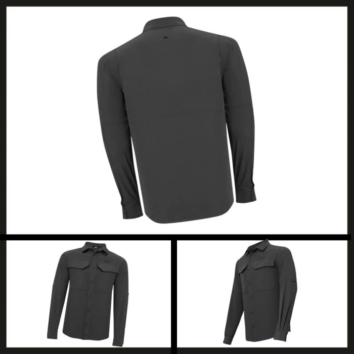 Uyguna-Yakala Alpinist Natriks Uzun Kollu Erkek Gömlek Antrasit (600702)