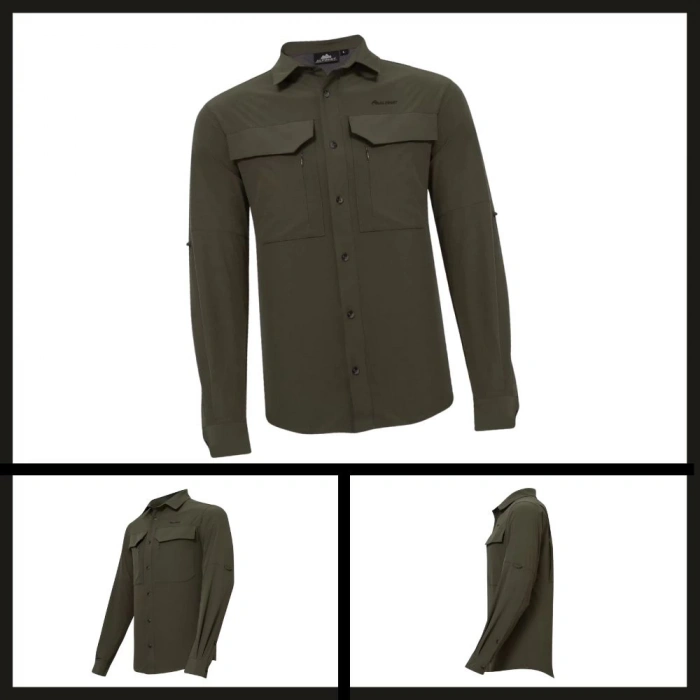 Uyguna-Yakala Haki Uzun Kollu Erkek Gömlek -LEK.078