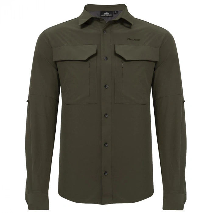 Uyguna-Yakala Haki Uzun Kollu Erkek Gömlek -LEK.078