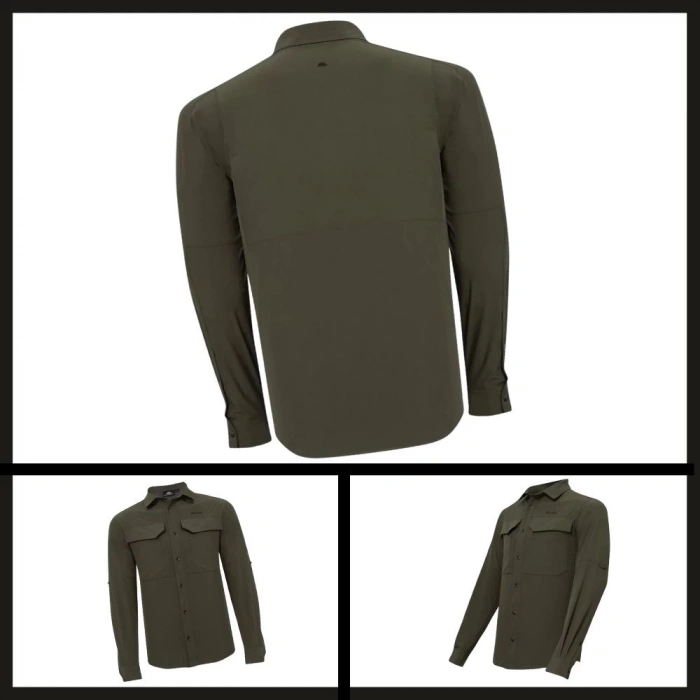 Uyguna-Yakala Haki Uzun Kollu Erkek Gömlek -LEK.078