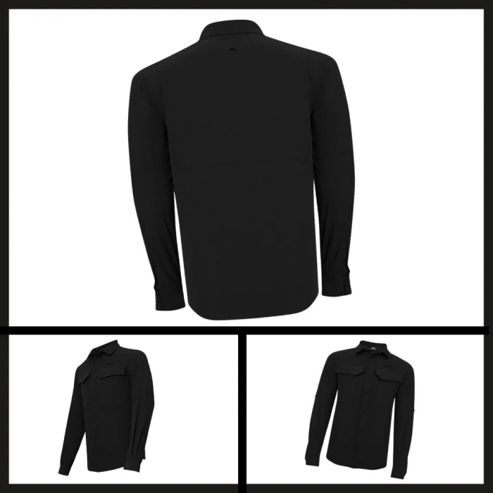 Uyguna-Yakala  Siyah  Uzun Kollu Erkek Gömlek-LEK.077