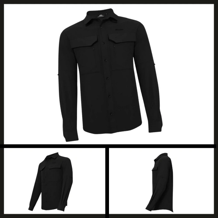 Uyguna-Yakala  Siyah  Uzun Kollu Erkek Gömlek-LEK.077