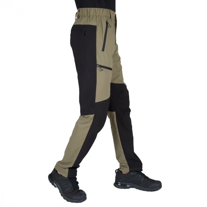 Uyguna-Yakala Flex Erkek Pantolon Haki-Siyah -909-HS