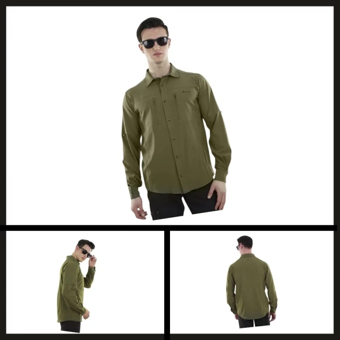 Uyguna-Yakala Haki  Uzun Kollu Erkek Gömlek -LEK.072