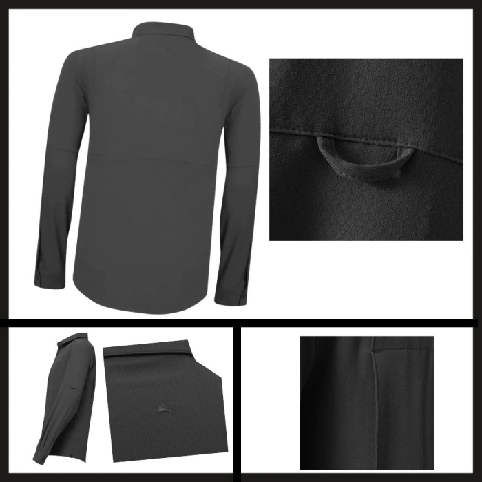 Uyguna-Yakala Siyah Uzun Kollu Erkek Gömlek-LEK.074