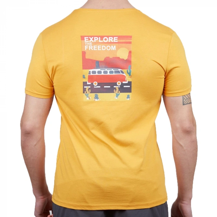 Uyguna-Yakala  Pamuklu Erkek T-Shirt Hardal-604-HL