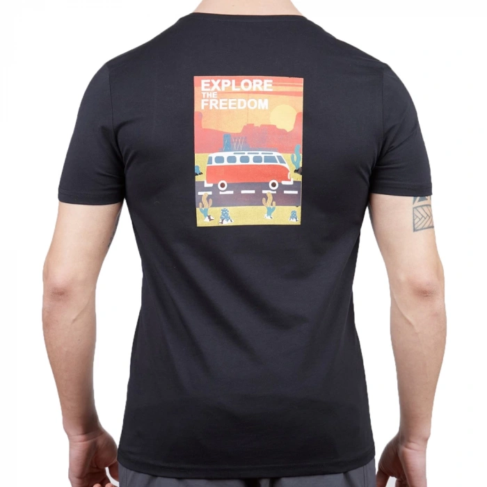 Uyguna-Yakala Pamuklu Erkek T-Shirt Siyah-604-S