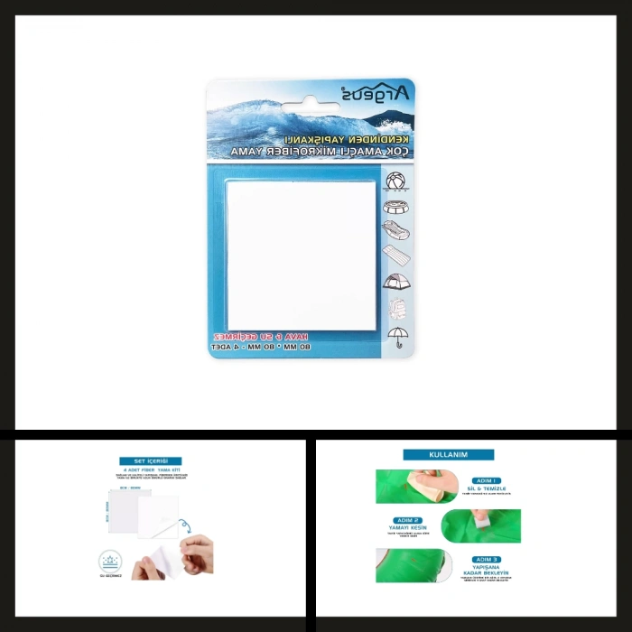 Uyguna-Yakala Beyaz Argeus 4 Adet Fiber Çanta Delik Tamir Yaması-DIR.127