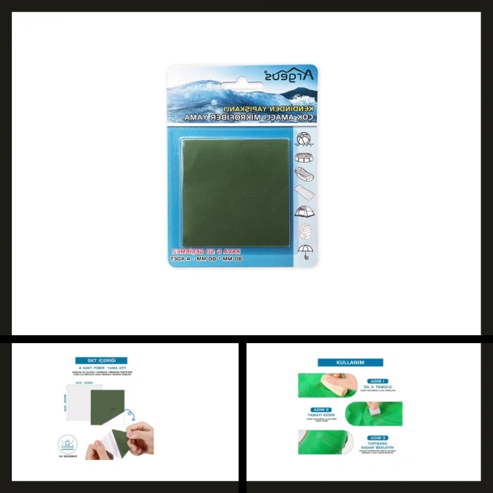 Uyguna-Yakala Lacivert Argeus 4 Adet Fiber Çanta Delik Tamir Yaması-DIR.125