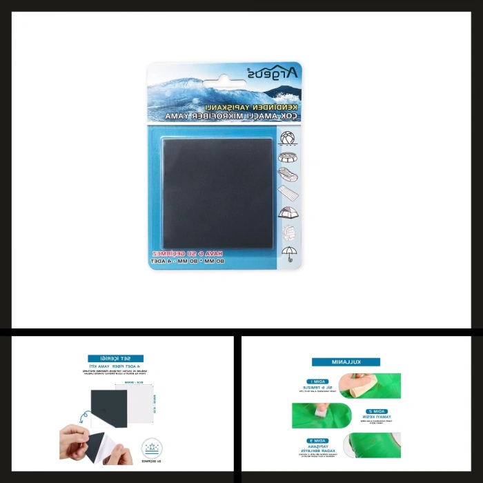 Uyguna-Yakala Antrasit Argeus 4lü Yapışkanlı Fiber Çadır Tamir Yaması-DIR.116