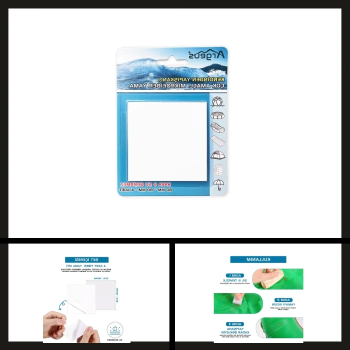 Uyguna-Yakala Beyaz Argeus 4 Adet Yapışkanlı Fiber Çadır Tamir Yaması-DIR.117