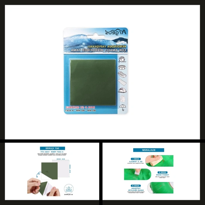 Uyguna-Yakala Gri Argeus 4 Adet Yapışkanlı Fiber Çadır Tamir Yaması-DIR.118