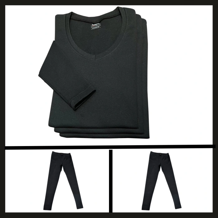 Uyguna-Yakala Unisex Siyah Heatpro Termal İçlik Takım-RML.001