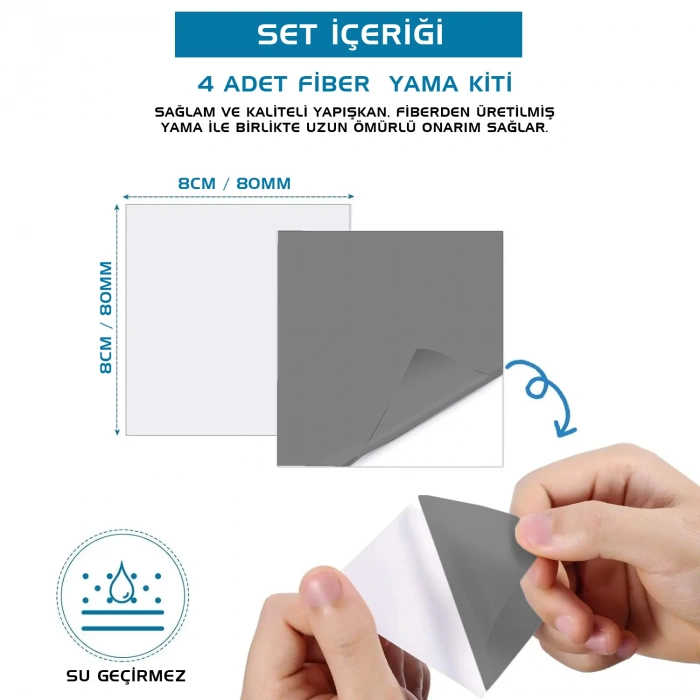 Uyguna-Yakala Argeus Kendinden Yapışkanlı Tamir Yaması (mont, Şemsiye, Şişme Yatak) Gri