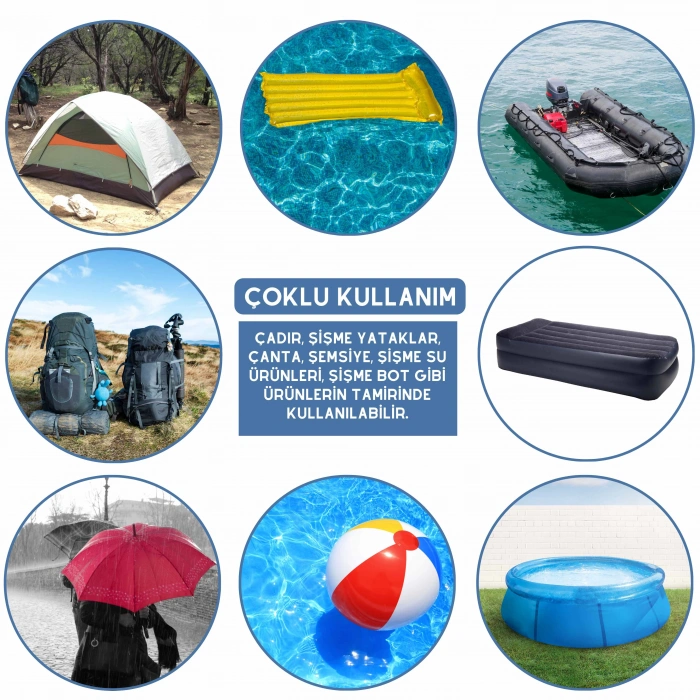 Uyguna-Yakala Argeus Kendinden Yapışkanlı Tamir Yaması (mont, Şemsiye, Şişme Yatak) Gri