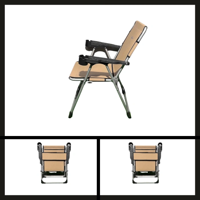 Uyguna-Yakala Bej (a-02) Argeus Rock Katlanabilir Kamp Sandalyesi Bardaklı-TAB.039