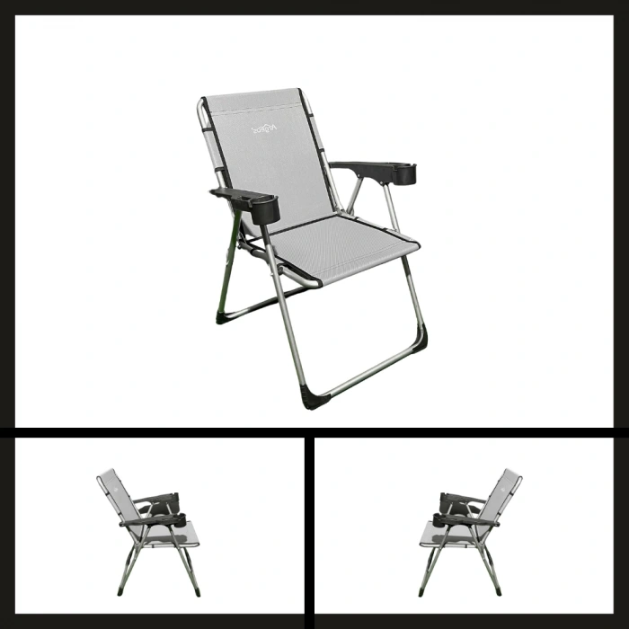 Uyguna-Yakala Kül Gri (a-14) Argeus Rock Katlanabilir Kamp Sandalyesi Bardaklı-TAB.090