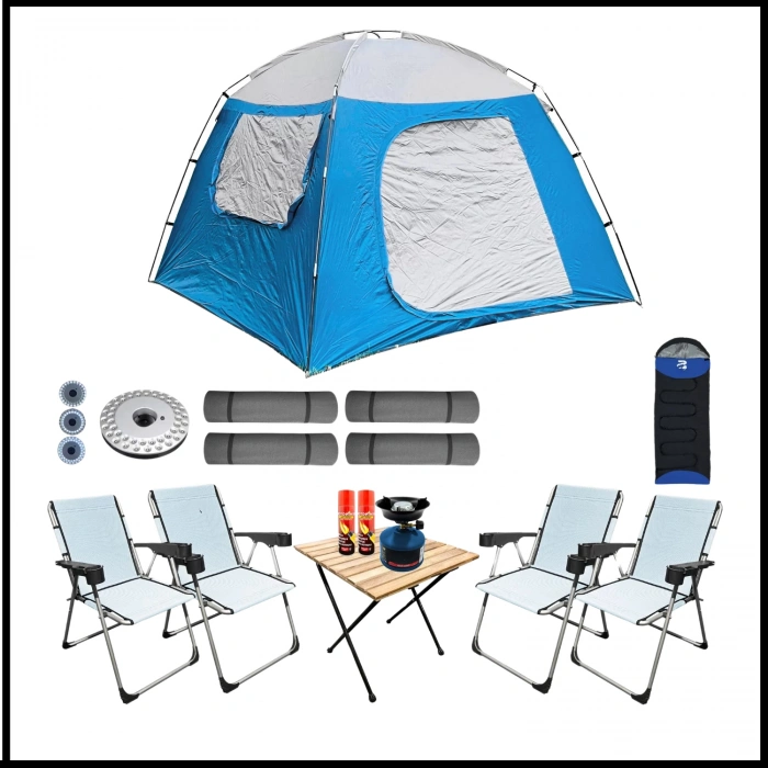 Uyguna-Yakala 4 Kişilik 3 Mevsim Kamp Çadırı Seti Skydome -DIR.141