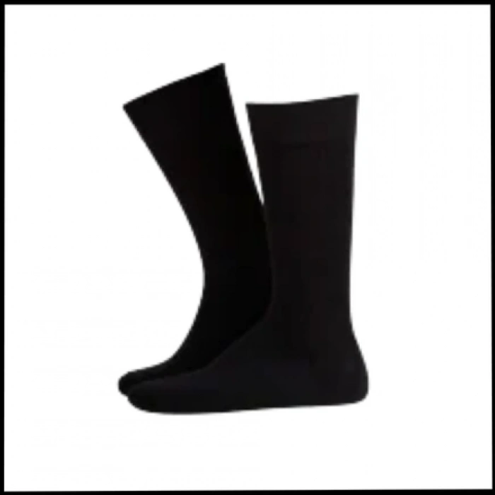 Uyguna-Yakala Siyah Bambu Çorap-TS4-S