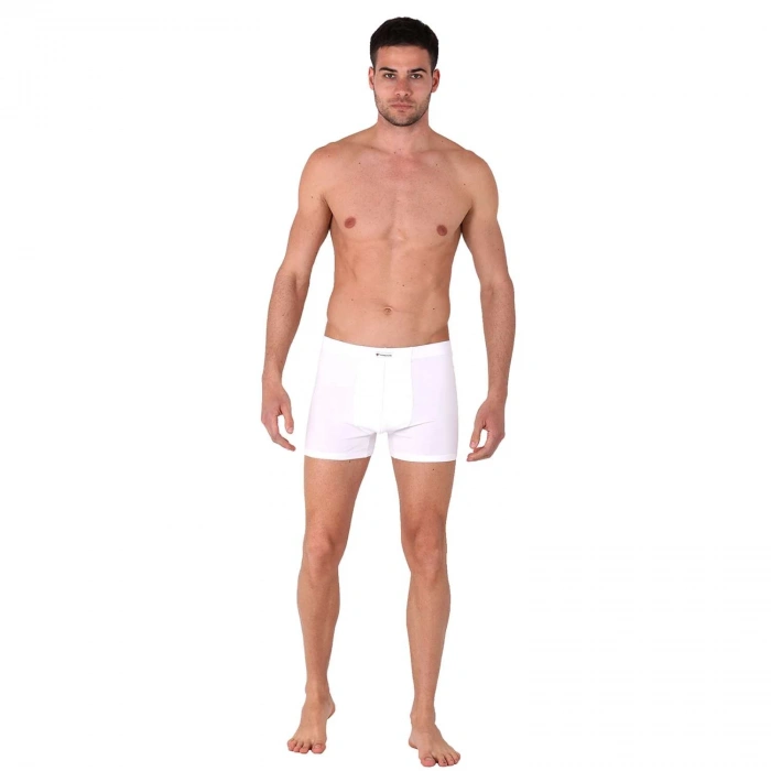 Uyguna-Yakala Bambu Erkek Boxer Short - Thermoform - Beyaz
