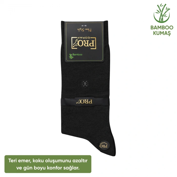 Uyguna-Yakala Bambu Erkek Soket Çorabı - 3 Çift - Dikişsiz - Gori -17135 - Set 5