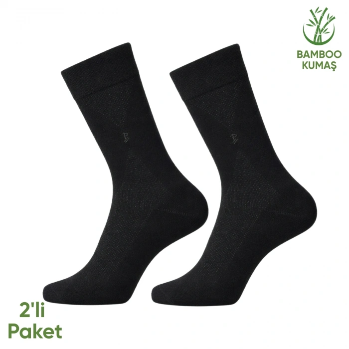Uyguna-Yakala Bambu Erkek Soket Çorap - 2 Çift - Dikişsiz - Gagavuz - 17666 - Set 2