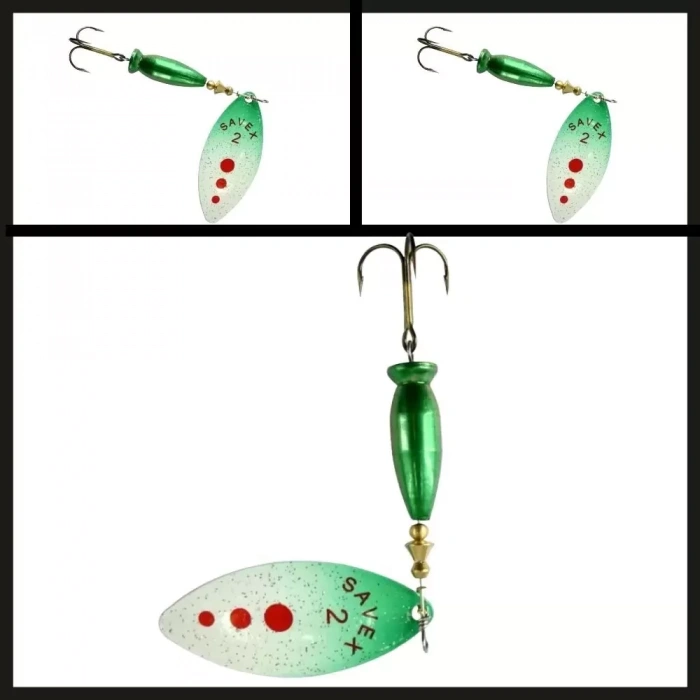 Uyguna-Yakala Beyaz/ Üst Yeşil&kırmızı Noktalı No:2/16 Gr Alpha Long Döner Kaşık-KAŞ.117