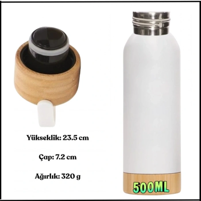 Uyguna-Yakala 500ml -Beyaz Çelik Termos-ERM.167