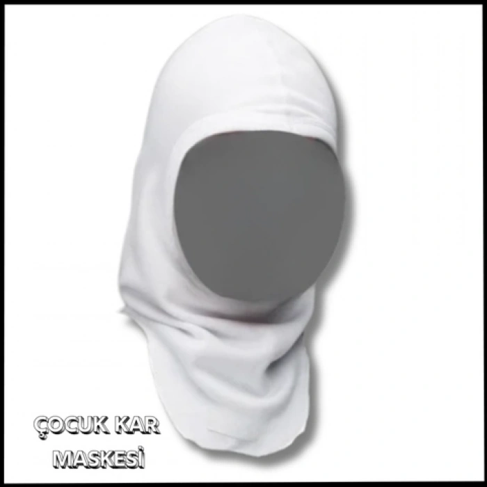 Uyguna-Yakala Çocuk Kar Maskesi - Beyaz-1016-B
