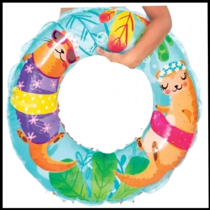 Uyguna-Yakala Çocuk Yüzme Simidi Şeffaf Desenli Gök Mavisi 61cm-MIT.006