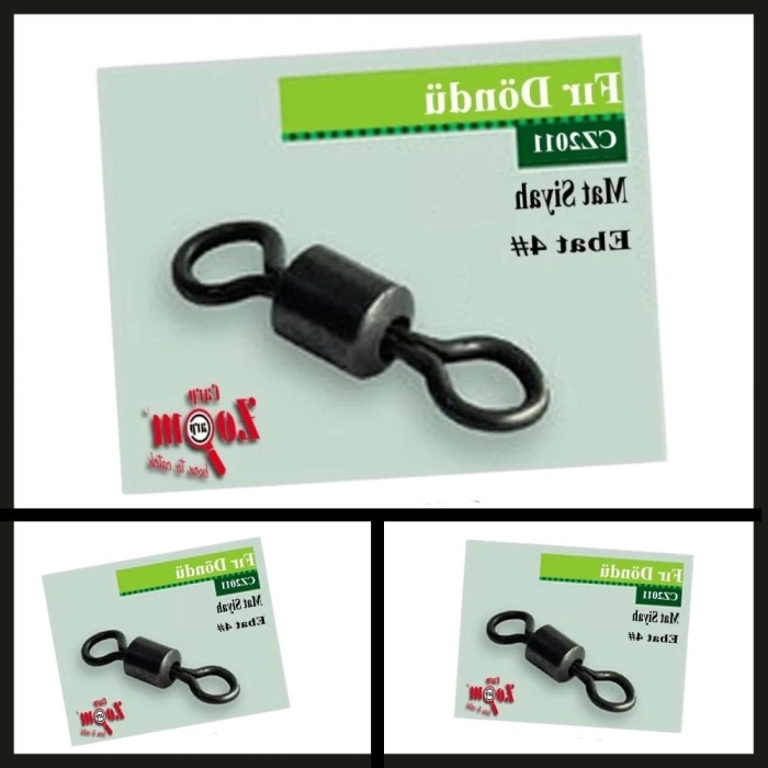 Uyguna-Yakala Mat Siyah Rolling Swivel #4 (10 Parça) 4 Numara Fırdöndü-OOM.074