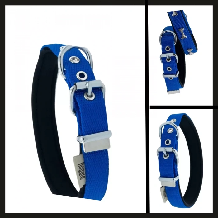 Uyguna-Yakala Royal Blue 2.0*35-40 Cm  Dokuma Kemikli Boyun Tasması-SMA.352