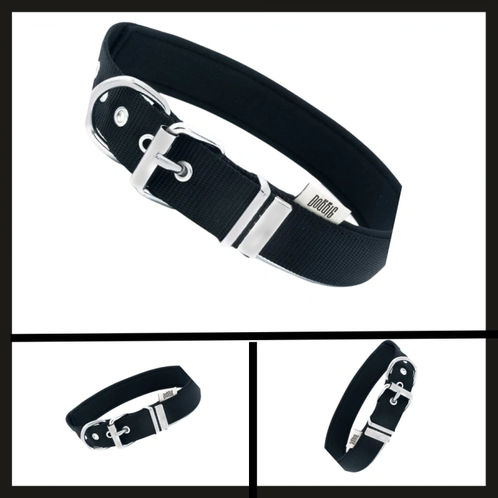 Uyguna-Yakala Siyah 3.0*42-50 Cm  Dokuma Kemikli Boyun Tasması-SMA.361