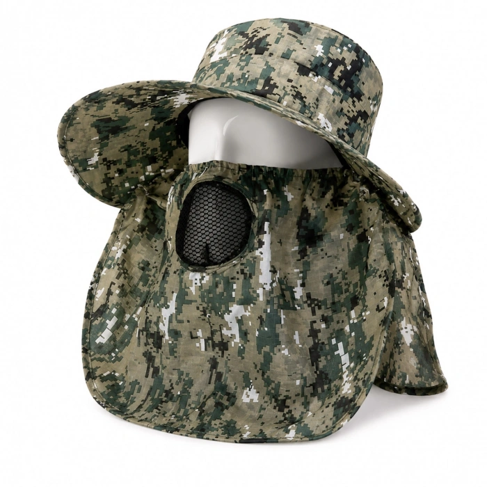 Uyguna-Yakala Ense Korumalı Outdoor Şapka - Maskeli - Dijital Kamuflaj (M-3)- Savex