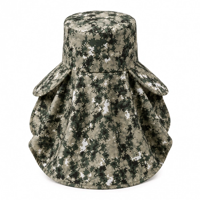 Uyguna-Yakala Ense Korumalı Outdoor Şapka - Maskeli - Dijital Kamuflaj (M-3)- Savex