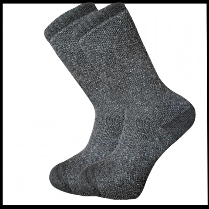 Uyguna-Yakala Erkek Çorabı Gri Kuzu Yünü Havlu - RAP.387