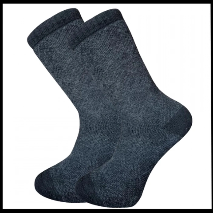 Uyguna-Yakala Erkek Çorabı Gri Kuzu Yünü Havlu -RAP.391