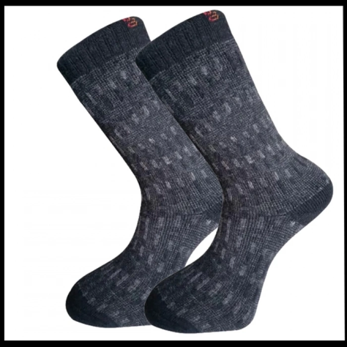 Uyguna-Yakala Erkek Çorabı Gri Kuzu Yünü Havlu -RAP.396