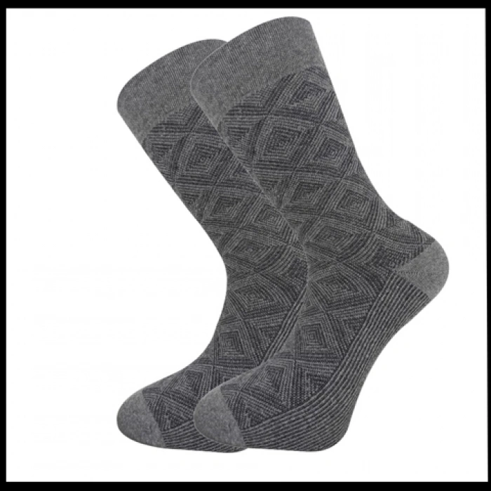 Uyguna-Yakala Erkek Çorabı Gri Pamuklu Havlu Kışlık -RAP.378