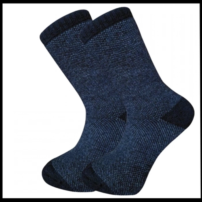 Uyguna-Yakala Erkek Çorabı Lacivert Kuzu Yünü Havlu-RAP.386