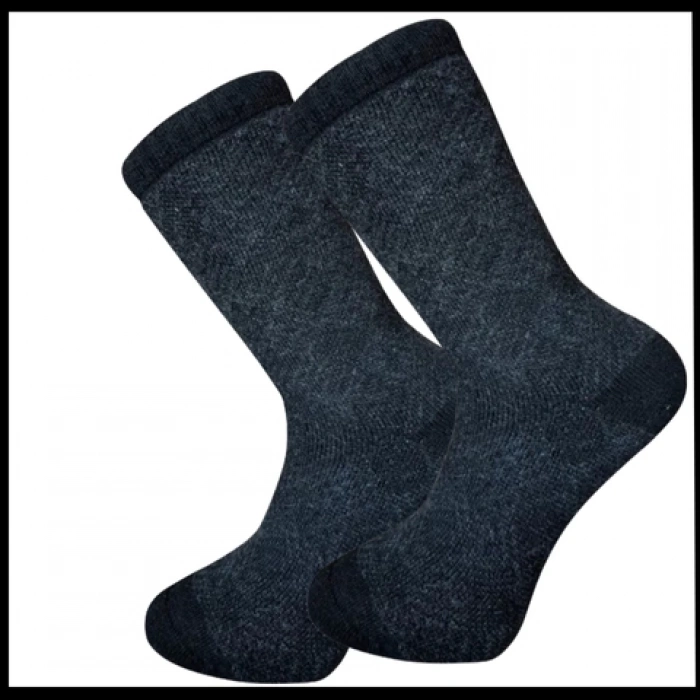 Uyguna-Yakala Erkek Çorabı Lacivert Kuzu Yünü Havlu-RAP.390