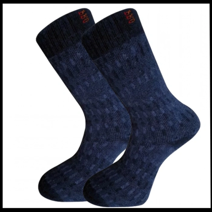 Uyguna-Yakala Erkek Çorabı Lacivert Kuzu Yünü Havlu -RAP.397