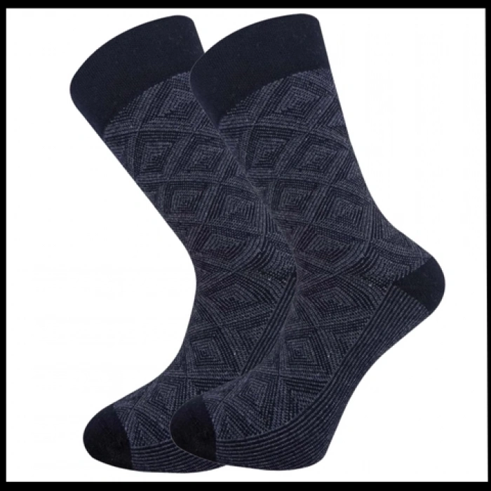 Uyguna-Yakala Erkek Çorabı Lacivert Pamuklu Havlu Kışlık -RAP.383