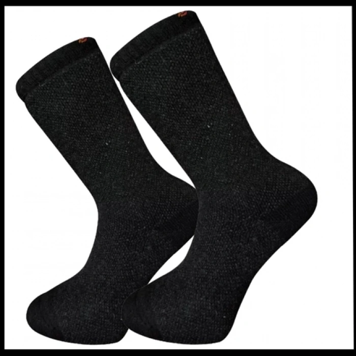 Uyguna-Yakala Erkek Çorabı Siyah Kuzu Yünü Havlu-RAP.384