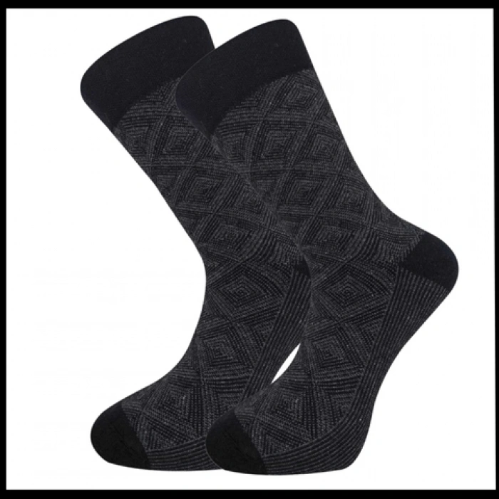 Uyguna-Yakala Erkek Çorabı Siyah Pamuklu Havlu Kışlık-RAP.381