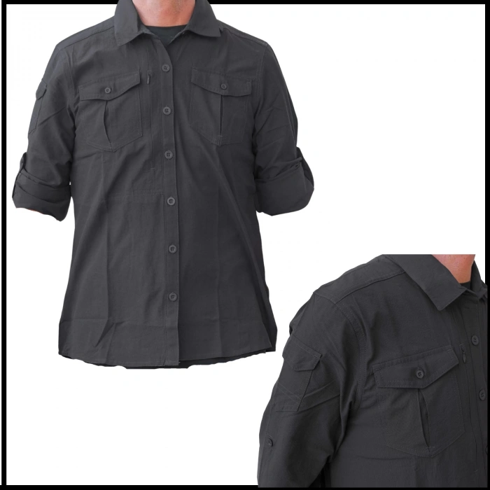 Uyguna-Yakala Erkek Gömleği Siyah Outdoor-LEK.085