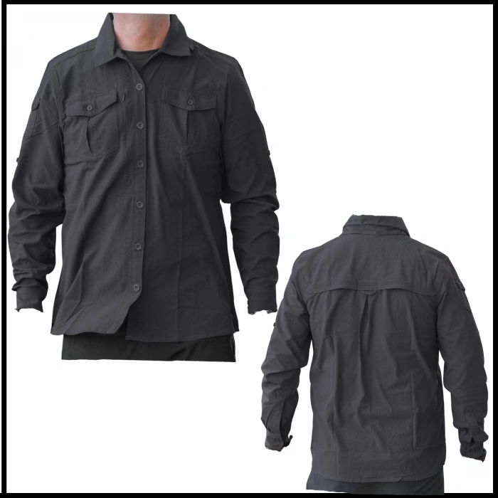 Uyguna-Yakala Erkek Gömleği Siyah Outdoor-LEK.085